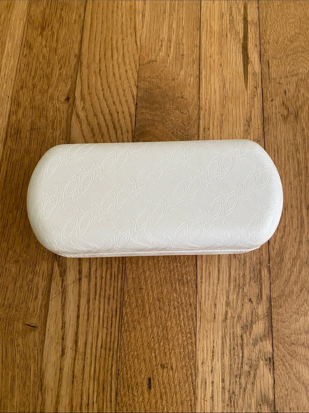 Oakley White Embossed Clamshell Sunglasses Case with Logo Pattern